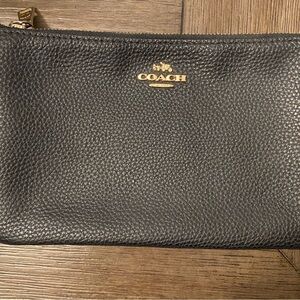 Coach Pebbled Black Leather Wristlet